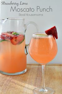 This Strawberry & Lime Moscato Punch is so easy to make and works for a party or just a lazy weekend at home.