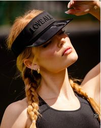 Step up your athleisure game with The Visor! This sporty accessory will have you looking and feeling fabulous with its adjustable fabric band and "Love All" embroidery. So whether you're heading out for a run or running errands, show your chic side with The Visor! This item is ﻿FINAL SALE﻿.