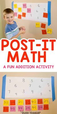 Post-it Math Activity for Kids #busytoddler #toddler #toddleractivity #easytoddleractivity #indooractivity #toddleractivities #preschoolactivities #homepreschoolactivity #playactivity #preschoolathome #playingpreschool