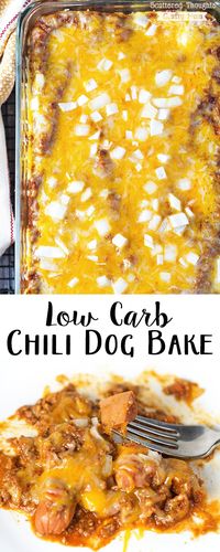 Eating Low Carb or Gluten Free? You can still enjoy a Chili Dog with this Low Carb Chili Dog Bake Recipe!