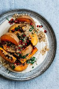 Roasted Squash with Creamy Miso Garlic Sauce and Toasted Almond “Breadcrumbs” – TENDING the TABLE