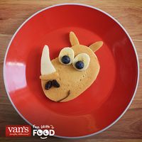 So many fun creations you can make with your morning pancakes! We went with a rhino!