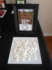 Snowballs at a Minecraft birthday party!  See more party ideas at CatchMyParty.com!