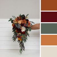 Cascading Bouquet Fall Wedding Bouquet Rust Orange Burgundy Orchid Dahlia Bouquet Faux Bouquet Wedding Flowers Boho Wedding Bouquet - Etsy