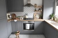 Our new kitchen! A reveal of our new grey, oak and white country style Howdens kitchen with product links and styling ideas.