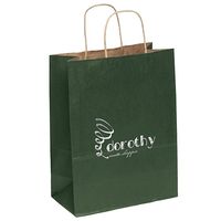 Matte paper shopper with serrated cut top and twisted kraft paper handles. Custom Recyclable Matte Paper Dorothy Shopper Bag in Green | Laminated | Bags