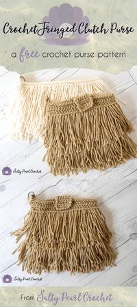 Crochet Fringe Clutch Purse Pattern Free • Salty Pearl Crochet