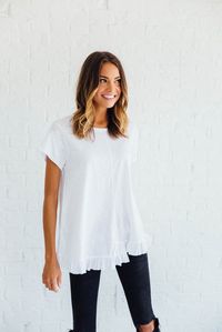 White Ruffle Tee