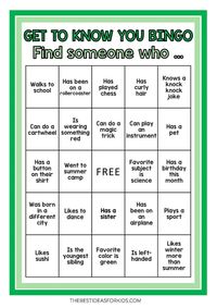 Get to know you Free Printable Bingo