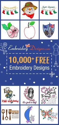 Find over 10,000 FREE machine embroidery designs on EmbroideryDesigns.com