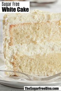 Sugar Free White Cake Recipe #sugarfree #recipe #diy #homemade #cake #wedding #recipe