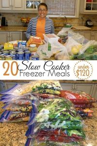 Check out my top 20 Slow Cooker Freezer Meals for Under $120! #slowcookerfreezermeals #saveonfood