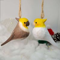 Cockatiel Hanging Christmas Ornaments Wooden Hand Carved Painted Bird - Etsy