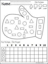 Free mitten themed activity for your Kindergarten students to practice shapes and graphing. It is a wonderful math activity for any winter month for Pre-K and Kindergarten.