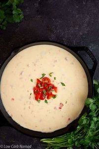 This Easy White Queso Recipe is one of the easiest dips ever to make. A smooth cheese dip with a little bit of a kick from green chilis.