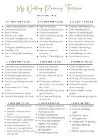 Trying to plan your own wedding but have no idea where to start? This customizable wedding planning task timeline breaks down what you should be doing each month leading up to your wedding day! Once purchased, you can customize to your specific wedding date based on the details provided in the template! This will save you tons of money on a wedding planner and it will help take the stress out of planning your big day!