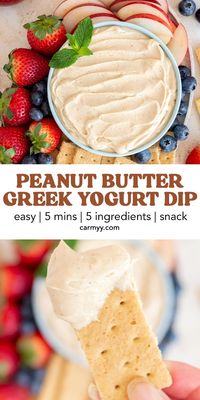 Made with 5 simple ingredients, this peanut butter Greek yogurt dip is a creamy and protein-packed dip that’s perfect for pairing with your favorite fruit. Ready in less than 10 minutes, this peanut butter dip is so easy to make and makes for a flavorful snack or dessert.