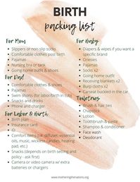 Birth Bag Packing List Editable Birth Bag Hospital Bag - Etsy