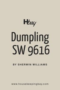 Dumpling SW 9616 by Sherwin Williams is a warm, inviting color that brings a sense of comfort and coziness to any space. This hue is a soft, creamy white with subtle yellow undertones that give it a plush, velvety feel. It radiates a gentle, welcoming vibe, making spaces feel more homely and lived-in.