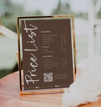 MOCHA MOUSSE Small Business Price List Template | Beauty Price List Printable | Pricing Sheet Canva Pro | Lashes Brows Hair Salon Price List