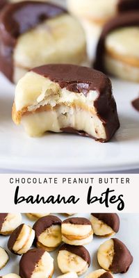 These healthy Frozen Chocolate Covered Peanut Butter Banana Bites are the perfect healthy warm weather treat. Keep a batch in the freezer for easy snacking and enjoy two bites for less than 100 calories!  #eatingbirdfood #chocolate #banana #peanutbutter