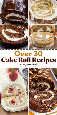 All the cake roll ideas! They're delicious and easy-to-make sweet treats. Not only will you find Swiss roll cake and other chocolate cake rolls, but there are also holiday cake rolls and more cake roll flavors. Save these simple dessert recipes!