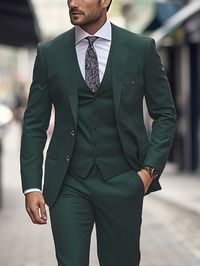 Green Work,Party Collar   Plain  Embellished Non-Stretch All Men Clothing