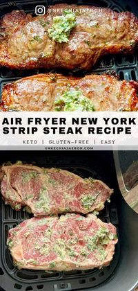 Air Fryer NY Strip Steak with Garlic Herb Butter