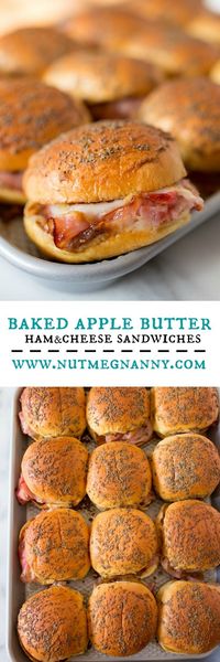 These baked apple butter ham and cheese party sandwiches are perfect for your next gathering or celebration. They are warm, sweet, savory and ready in just 35 minutes!