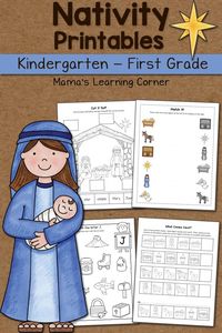 Nativity Worksheet Packet Kindergarten and First Grade