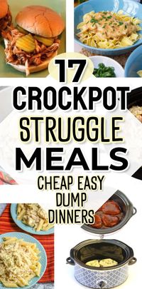 Dump and go crockpot dinners – 19 super simple crock pot “struggle” meals to throw together when money is tight and the eaters are picky! CHEAP and easy slow cooker recipes that only require dumping a few ingredients in a crockpot ahead of time – and then a yummy comfort food dinner is ready at mealtime that even your picky eaters will love for school night meals on busy weeknights. The easiest Dump It crock pot recipes for large family dinners on a budget.