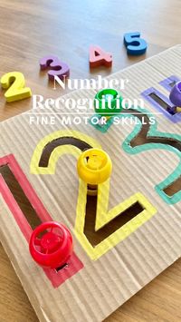 crafty.moms on Instagram: NUMBER RECOGNITION 🔢 What a fun and creative way to learn number recognition re-using our pouch caps ♻️ kids will move the caps tracing the…