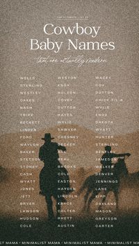 Hunting through baby names? These are literally the cutest cowboy baby names (country baby boy names) for 2024 - this boy names list is full of unique & rare picks that are totally Southern, rustic & sweet!