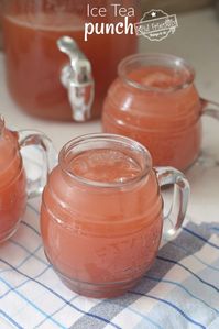 Blushing Iced Tea Punch.  Add this refreshing and delicious drink to your holiday festivities or as a refreshing summer drink. It's a reddish color - perfect for Patriotic Cook Outs. It's so good- Your guests will keep coming back for more. www.kidfriendlythingstodo.com