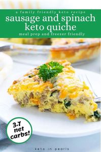 Savory and satisfying, this easy keto quiche with sausage and spinach is a treat any time of day. Whether it’s breakfast, brunch, or dinner, you’re going to love this crustless twist on a French classic.