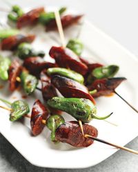 Padron Peppers Skewered with Chorizo