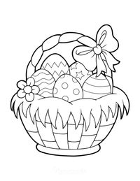 Easter Egg Coloring Pages Egg Basket With Bow