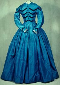 1860 Blue Dress, braid trim