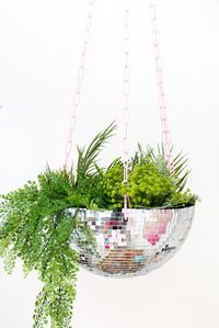 Disco ball hanging planter DIY