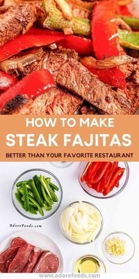 Steak Fajitas made with an easy homemade fajita seasoning, beef steak, bell peppers and onions in a one skillet in just 30 minutes!?| #steak #steakfajitas #fajitas #mexicanfood