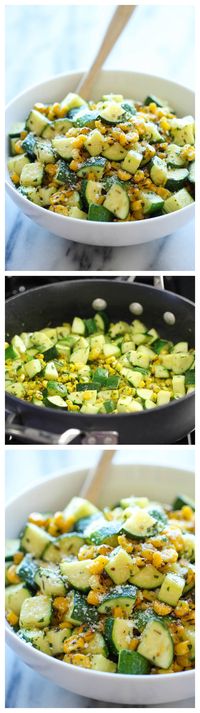 Parmesan Zucchini and Corn - A healthy 10 minute side dish to dress up any meal. It's so simple yet full of flavor!