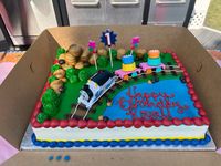 thomas the train party themed cake