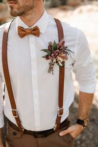 Rustic Groom Attire For Country Weddings ★ rustic groom attire with suspenders bouttoniere wild love photography