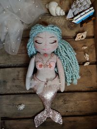 Whimsical handcrafted doll in pastel colours made of upcycled fabrics will be a charming Christmas gift for your loved one 🪸🐚#upcycledart #doll #dollhouse #giftsforher #christmasgiftideas #ecofriendlygifts