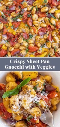 Crispy Sheet Pan Gnocchi will be your new favorite quick and easy pasta dinner. Roasted vegetables add a good blend of color to this easy sheet pan dinner and a variety of Italian herbs and Parmesan cheese make it the perfect Italian-inspired family dinner.