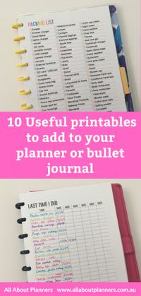 10 Useful printables to add to your planner or bullet journal - All About Planners