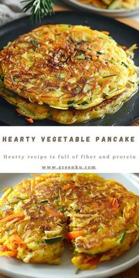 Hearty Vegetable Pancake Ingredients: 1 Potato, peeled and thinly sliced 1 Carrot, peeled and thinly sliced 1 Onion, thinly sliced Half a young Cabbage, thinly sliced 30 ml Water 2 Chicken Eggs 2 tablespoons Flour Salt, to taste Olive Oil, for cooking #VEggie #Pancake