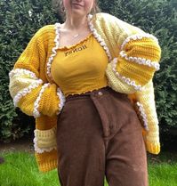 "READY TO SHIP Beautifully handmade crochet cardigan. Limited edition design focusing on slow, one of a kind, deeply loved fashion.  Measurements: Width - 30\" (elbow to elbow) Length - 28\" (mid thigh on model)  Returns are not excepted due to the decrease in resale value. Though if a problem arises, feel free to contact me."