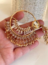 Height = 67 Mm || Width = 70 Mm Bollywood Look Antique Nose Ring Arrives in gift box. Ready to ship from Edison NJ USA