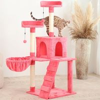 Amazon.com : KZLAA 54in Cat Tree Cat Tower Condo Furniture Scratch Post with Natural Sisal Rope, Hammock & Cradle for Cats Kittens, Tall Cat Climbing Stand with Plush Perch & Toys (Pink) : Pet Supplies